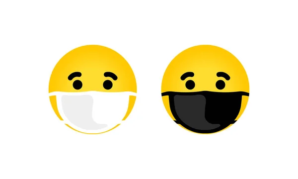 Emoji Con Maschera Bocca Icona Illustrazione Viso Giallo Con Gli — Vettoriale Stock