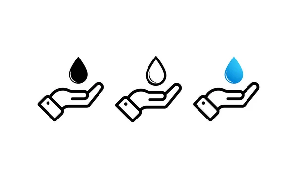 Gota Agua Icono Mano Conjunto Icono Línea Aceite Hidratante Icono — Archivo Imágenes Vectoriales