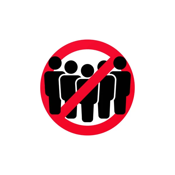 Запрет Сбор Людей Остановите Иконку Толпы Никакой Толпы Группа Людей — стоковый вектор