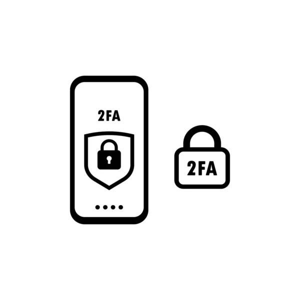 Ilustrace Dvoukrokové Autentizační Ikony Heslo Ikony 2Fa Zabezpečeno Přihlášení Nebo — Stockový vektor