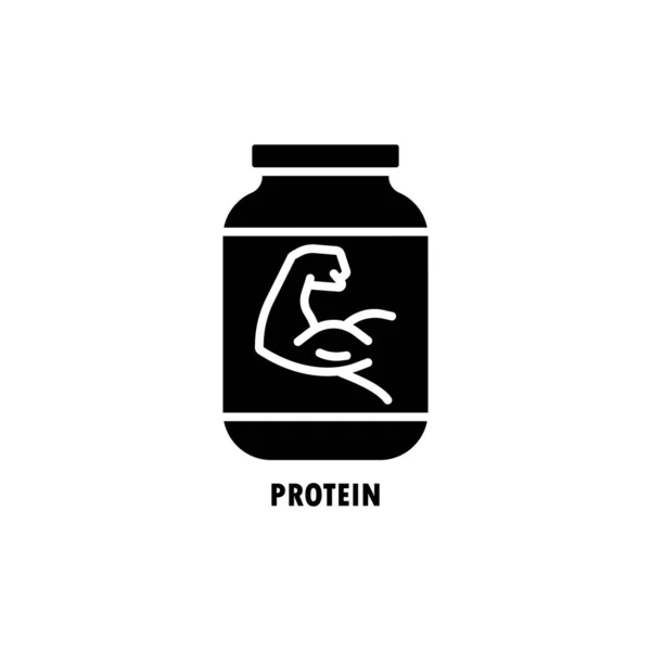 Protein Powder Jar Icon Sport Nutrition Bodybuilding Food Supplement Vector — Stock Vector