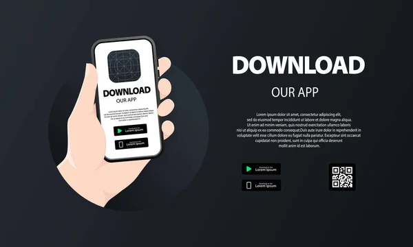 Downloadseite Der Mobilen App Werbefläche Für Ihre Anwendung Screenshot Raum — Stockvektor