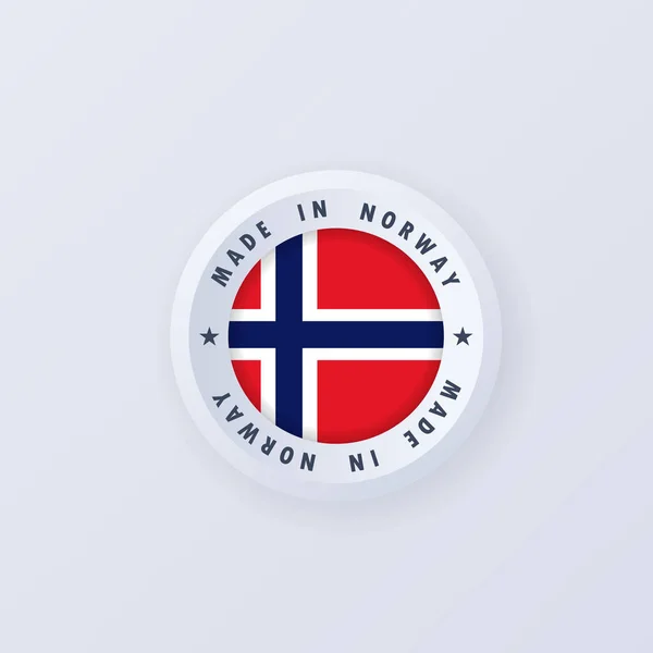 ノルウェー製 ノルウェー製 ノルウェーの品質のエンブレム ラベル サイン ボタン 3次元スタイルのバッジ ノルウェー国旗 ベクトルイラスト Eps10 — ストックベクタ