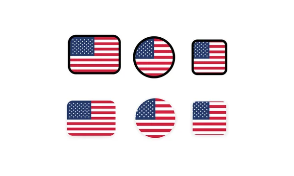 Ensemble Drapeaux Des États Unis Drapeau National Américain Symbole Américain — Image vectorielle