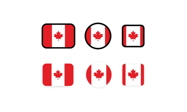 Set Flags Canada National Canada Flag Canadian Symbol Vector Illustration — Stock Vector