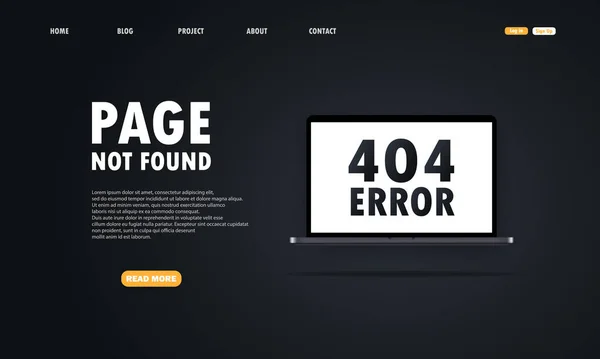 Fel 404 Bärbar Datorskärm Sidan Hittades Inte Datorn Mall För — Stock vektor