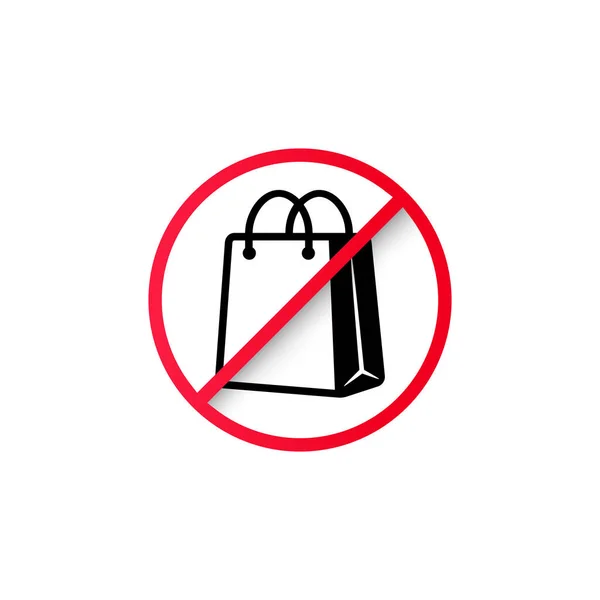 Sin Compras Sin Bolsa Papel Signo Prohibición Deja Comprar Icono — Vector de stock