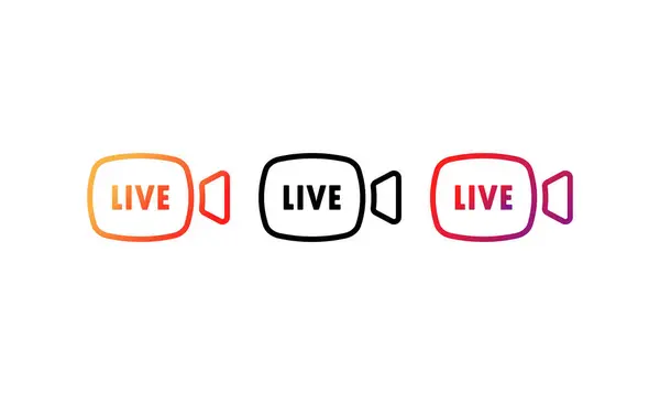 Live Stream Button Set Живая Кнопка Концепции Социальных Сетей Онлайн — стоковый вектор