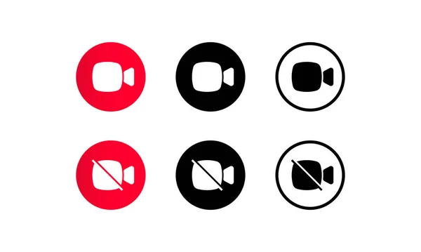 Conjunto Iconos Videollamada Iconos Relacionados Con Cámara Vídeo Iconos Básicos — Archivo Imágenes Vectoriales