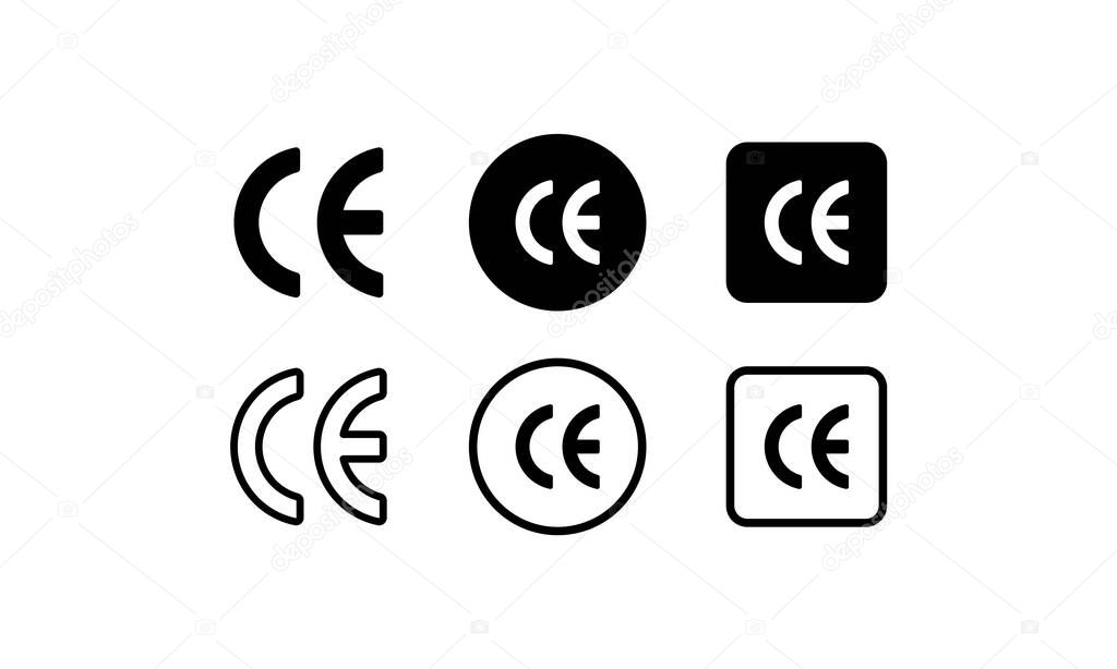 CE sign. European Conformity certification mark. Vector EPS 10. Isolated on white background.