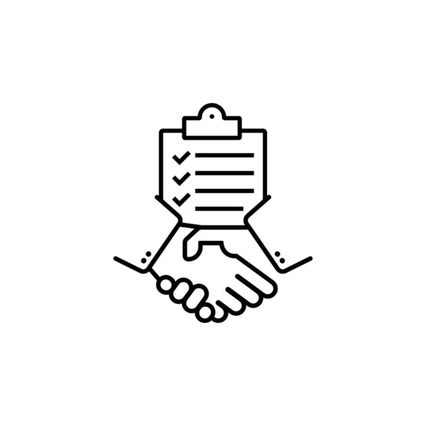 Icono Línea Apretón Acuerdo Asociación Lista Verificación Concepto Negocio Acuerdo — Vector de stock