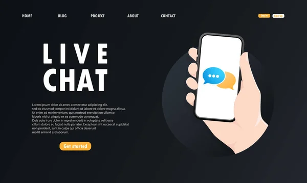 Hand Hält Ein Handy Auf Dem Bildschirm Symbol Live Chat — Stockvektor