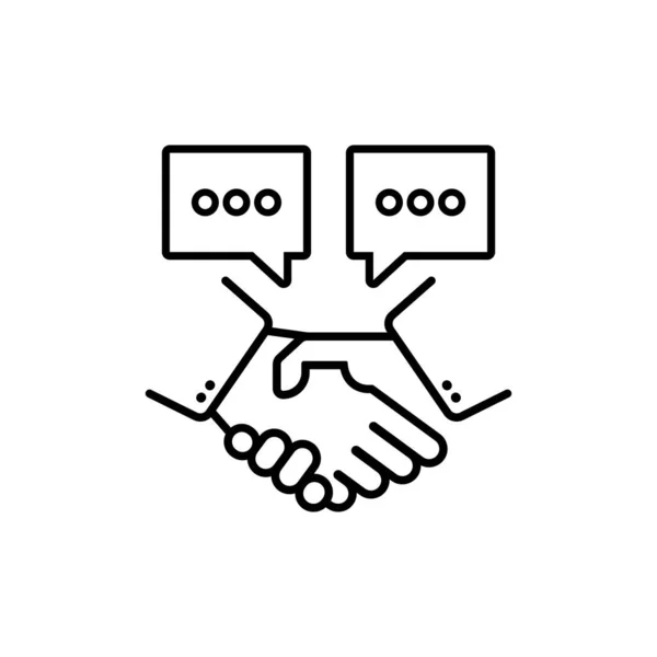 Icono Línea Apretón Mensajería Acuerdo Asociación Concepto Negocio Acuerdo Contrato — Vector de stock