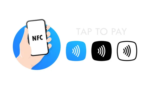 Τεχνολογία Nfc Smartphone Χτυπήστε Για Πληρώσετε Ασύρματο Σήμα Πληρωμής Χωρίς — Διανυσματικό Αρχείο