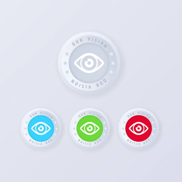 Tombol Visi Kami Dalam Gaya Set Ikon Penglihatan Logo Mata - Stok Vektor