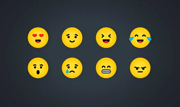 Naklejka Emoji Gotowa Ikona Emocji Płaska Kolekcja Emotikonów Wektor Eps — Wektor stockowy