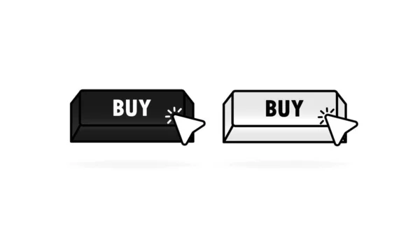 Comprar Ícone Botão Estilo Clique Comprar Botão Com Ponteiro Mouse — Vetor de Stock