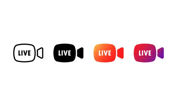 Schaltfläche Livestream Gesetzt Live Schalter Social Media Konzept Layout Webbutton — Stockvektor