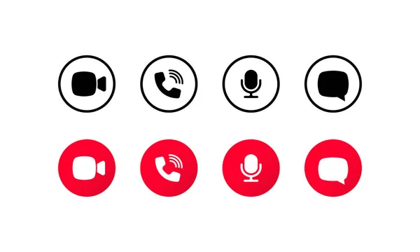 Letişim Simgeleri Telefon Sohbet Ses Mikrofon Kamera Çağrı Sembolleri Uygulamalar — Stok Vektör