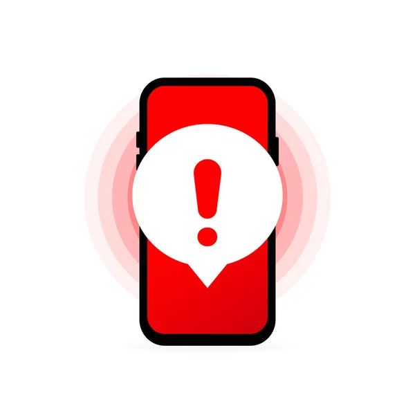 Powiadomienie Mobilne Wiadomości Alarmowej Problem Wirusem Smartfona Ostrzeżenia Błędach Niebezpieczne — Wektor stockowy