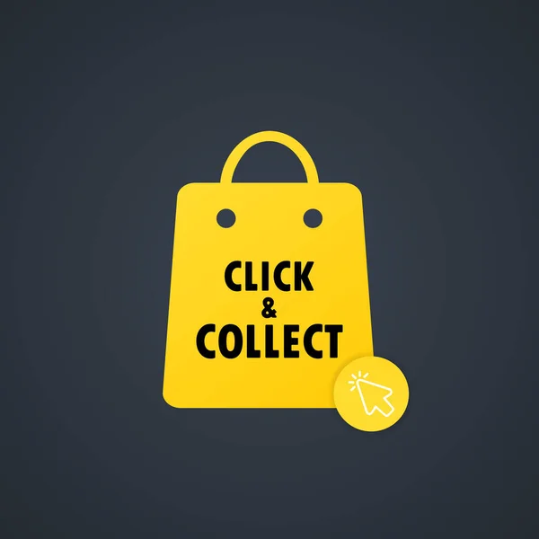 Click Collect Icon Vector Sign Shopping Bag Mouse Pointer Flat — Stock Vector