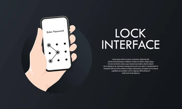 Telefon Sperrbildschirm Hand Hält Smartphone Bildschirmsperre Passcode Schnittstelle Illustration Der — Stockvektor