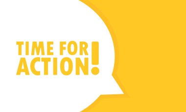 Konuşma balonu pankartı zamanı. İş, pazarlama ve reklam için kullanılabilir. Vektör EPS 10. Beyaz arkaplanda izole.