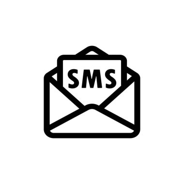 SMS simgesi. Diyalog, sohbet, yeni mesaj. Zarfı aç. Vektör EPS 10. Beyaz arkaplanda izole.