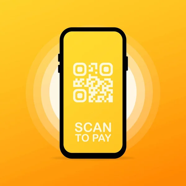 Scan Code Phone Mobile Barcode Reader Scanner Electronic Digital Payment — Stock Vector