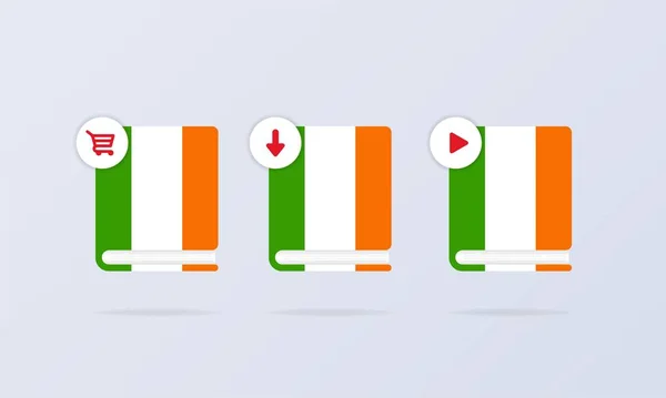 Ensemble Icônes Cours Ligne Irlandais Enseignement Distance Dictionnaire Irlandais Concept — Image vectorielle