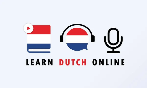 Lernen Sie Holländische Online Banner Videokurs Fernstudium Webseminar Vektor Eps — Stockvektor