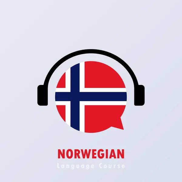 Знамя Курса Норвежского Языка Дистанционное Образование Векторная Eps Изолированный Заднем — стоковый вектор