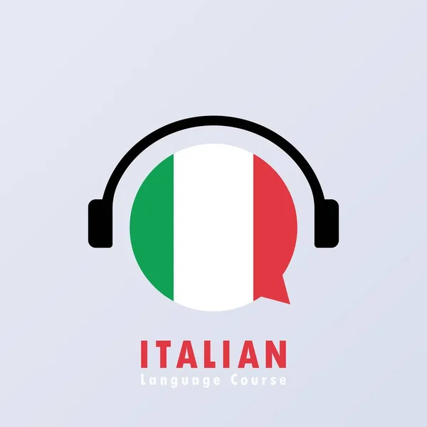 Знамя Курса Итальянского Языка Изучение Иностранного Языка Онлайн Образование Векторная — стоковый вектор