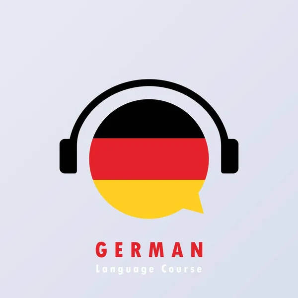 Baner Kursu Języka Niemieckiego Uczę Się Online Koncepcja Edukacji Wektor — Wektor stockowy