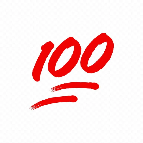 Yüzde yüz emoji. Yüzde yüz işaret. Vektör EPS 10. Şeffaf arkaplanda izole.