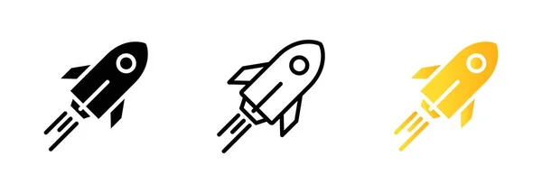 Set Rocket Line Icons Rocket Icon Logo Rocket Launch Sky — Stock Vector