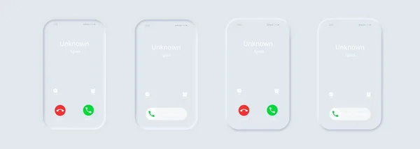 电话呼叫屏幕模板 来电话了Iphone呼叫屏幕设置 滑行回答 接受按钮 纽扣掉了全新的Ui Ux白色用户界面 新同形主义 — 图库矢量图片