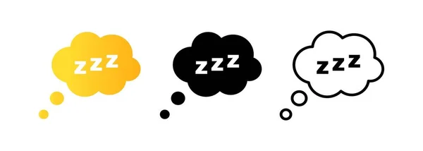 Conjunto Iconos Del Sueño Sleepy Zzz Negro Hablar Icono Burbuja — Vector de stock