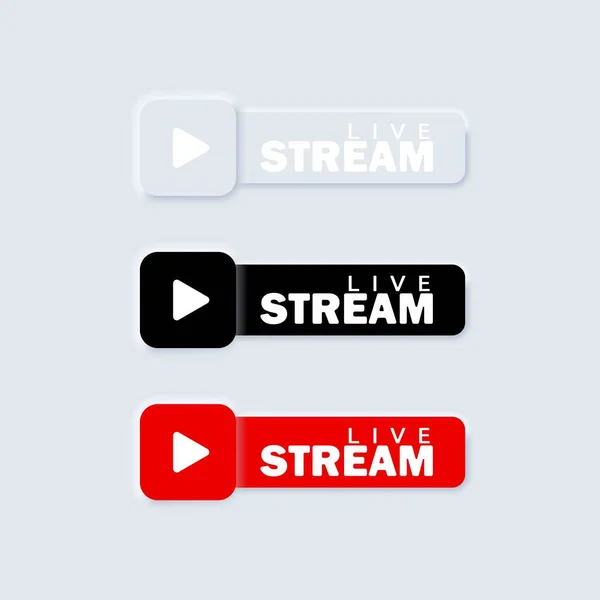 Ensemble Icônes Direct Bouton Live Stream Utilisateurs Des Médias Sociaux — Image vectorielle