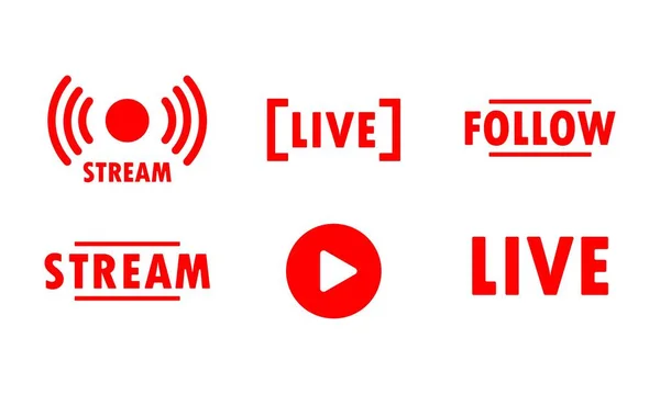 Live Stream Knop Volg Knop Sociaal Media Concept Vector Eps — Stockvector