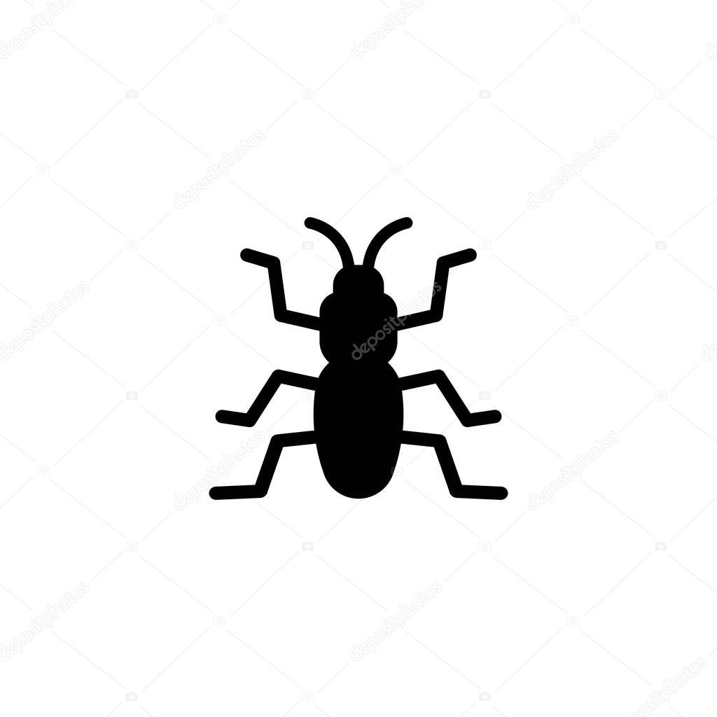 Bug icon in black. Insect. Parasite, ant, cockroach. Vector EPS 10. Isolated on white background.