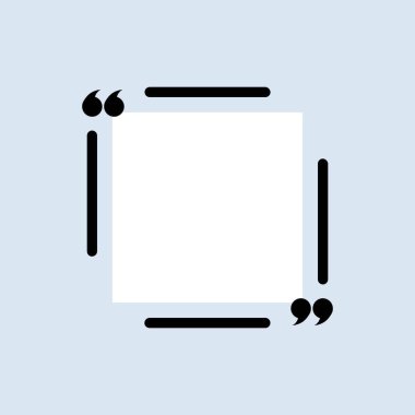 Alıntı simgesi. Tırnak işareti, konuşma işaretleri, ters virgüller ya da konuşan işaret koleksiyonu. Kare şeklinde. Vektör EPS 10. Arkaplanda izole.