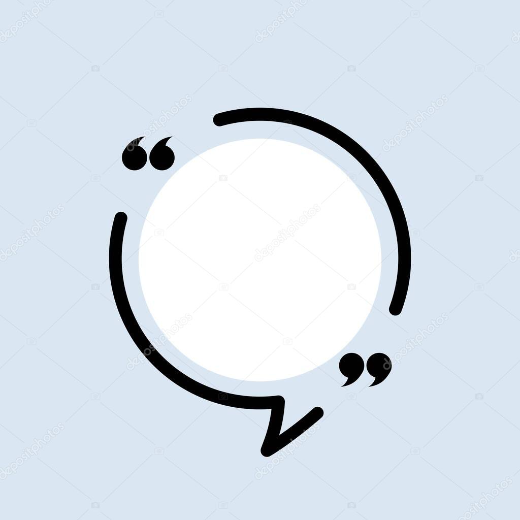 Quote icon. Speech marks, inverted commas or talking mark collection. Circle shape. Vector EPS 10. Isolated on background.