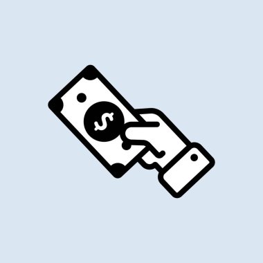 El ile para verme ikonu. Ödeme, borç, kredi. İş konsepti. Vektör EPS 10. Beyaz arkaplanda izole.