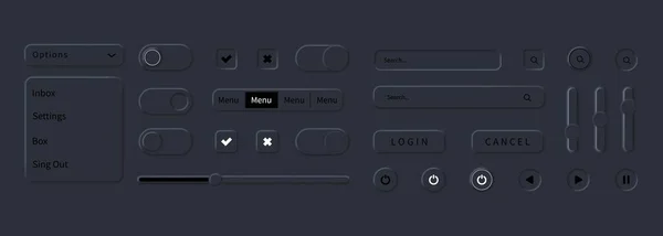 Elementos Interfaz Usuario Para Aplicación Móvil Kit Único Diseño Neumórfico — Vector de stock