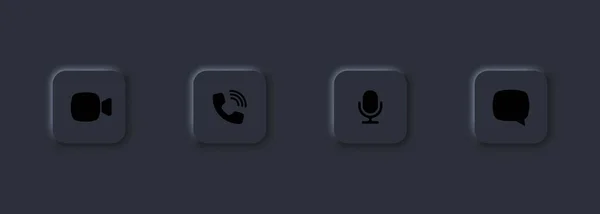 Conjunto Iconos Videollamadas Altavoz Micrófono Video Chat Iconos Relacionados Con — Vector de stock