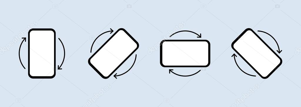 Rotate Mobile phone. Mobile screen rotation. Turn your device. Rotate smartphone icon set for web site or mobile app. Vector EPS 10