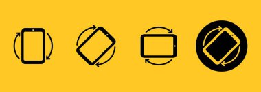 Akıllı telefon simgelerini döndür. Aygıt döndürme simgesi döndürme simgesi. Horisontal veya dikey döndürme simgeleri. Vektör EPS 10. Beyaz arkaplanda izole