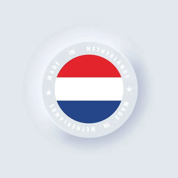 荷兰制造 荷兰制造的 荷兰国徽 3D风格 荷兰国旗 简单的图标与国旗 Numorphic 新同形主义 — 图库矢量图片
