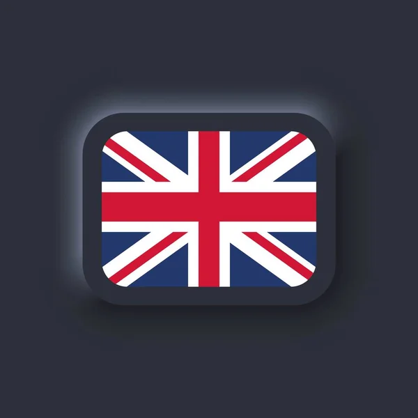 イギリスの国旗 イギリス国旗 イギリスのシンボル ベクトル 旗のあるシンプルなアイコン 新変調Ui Uxダークユーザーインターフェイス 新変則主義 — ストックベクタ